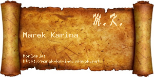 Marek Karina névjegykártya
